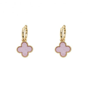 Clover Gold Plated Earrings - Pink E1063