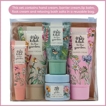 Load image into Gallery viewer, In The Garden Top To Toe Kit (Hand Cream 50ml, Barrier Cream 50ml, Foot Cream 30ml, Bath Salts 30g, Lip Balm 10ml)