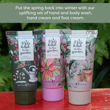 Load image into Gallery viewer, In The Garden Body Care Set (75ml Hand Cream, 75ml Hand & Body Wash , 75ml Foot Cream)