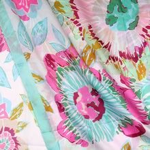Load image into Gallery viewer, TURQUOISE/SHOCK PINK TROPICAL FLORAL SUMMER SILK FEEL SCARF
