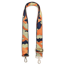 Load image into Gallery viewer, NAVY/ORANGE AND GOLD LUREX CAMO INTERCHANGEABLE BAG  STRAP
