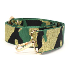 Load image into Gallery viewer, BLACK/KHAKI AND GOLD LUREX CAMO INTERCHANGEABLE BAG STRAP
