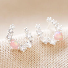 Load image into Gallery viewer, Crystal and Opal Horseshoe Stud Earrings in Silver