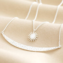 Load image into Gallery viewer, Sun and Horn Layered Necklace in Silver