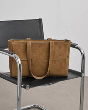 Load image into Gallery viewer, TAYA WOVEN SUEDETTE TOTE BAG Caramel Suedette 24cm x 37cm x 12cm