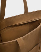 Load image into Gallery viewer, TAYA WOVEN SUEDETTE TOTE BAG Caramel Suedette 24cm x 37cm x 12cm