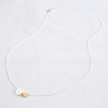 Load image into Gallery viewer, Brushed Double Heart Necklace in Silver and Rose Gold