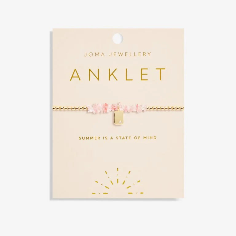 ANKLET  PINK CRYSTAL  Gold Plated  Anklet