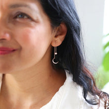 Load image into Gallery viewer, Sparkly Star and Moon Dangly Earrings In Rose Gold