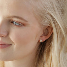 Load image into Gallery viewer, Textured heart stud earrings in silver