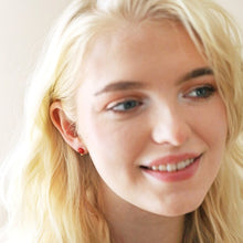 Load image into Gallery viewer, Red Enamel Mushroom Stud Earrings in Gold