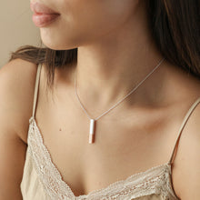 Load image into Gallery viewer, Rose Gold Dipped Bar Pendant Necklace in Silver