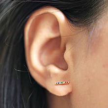 Load image into Gallery viewer, Rainbow Crystal Bar Stud Earrings in Gold