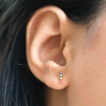 Load image into Gallery viewer, Rainbow Crystal Bar Stud Earrings in Gold