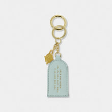 Load image into Gallery viewer, KEEPSAKE CHARM KEYRING LOVE YOU TO THE MOON AND BACK Light Duck Egg 7.5cm x 4cm x 0.5cm