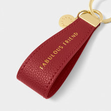 Load image into Gallery viewer, SENTIMENT LOOP KEYRING FABULOUS FRIEND Garnet Red 9.5cm x 3.2cm x 0.5cm