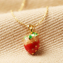 Load image into Gallery viewer, Tiny Strawberry Charm Necklace in Gold