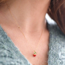 Load image into Gallery viewer, Tiny Strawberry Charm Necklace in Gold