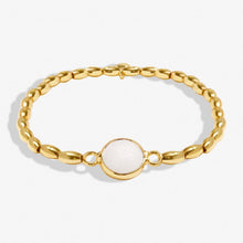 Load image into Gallery viewer, SERENITY STONES WHITE JADE Gold Plated Bracelet 17.5cm stretch