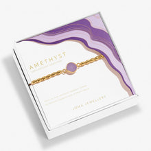 Load image into Gallery viewer, SERENITY STONES AMETHYST Gold Plated Bracelet 17.5cm stretch