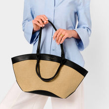 Load image into Gallery viewer, RIVIERA RAFFIA TOTE BAG Raffia Black