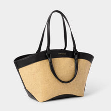 Load image into Gallery viewer, RIVIERA RAFFIA TOTE BAG Raffia Black