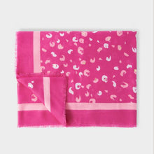 Load image into Gallery viewer, PRINTED FOIL SCARF LEOPARD BRUSH STROKE Magenta Off White Rose Gold Foil