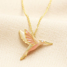 Load image into Gallery viewer, Pastel Hummingbird Pendant in Gold