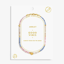 Load image into Gallery viewer, HAPPY LITTLE MOMENTS ANKLET GOOD VIBES Gold Plated Anklet 23cm stretch