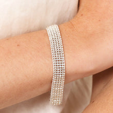 Load image into Gallery viewer, Wide Beaded Band Bracelet in Silver