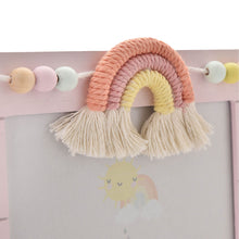 Load image into Gallery viewer, Petit Cheri Wooden Photo Frame Macrame Rainbow Baby Girl 6x4"