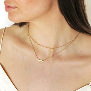 Rose semi circle pendant necklace