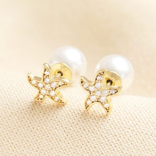 Load image into Gallery viewer, Cubic Zirconia Starfish Stud Earrings with Pearl Backs