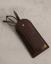 Load image into Gallery viewer, GLASSES SLEEVE Chocolate Woven 17cm x 8.4cm