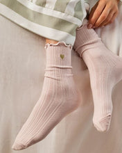 Load image into Gallery viewer, GIFT BOXED FRILL SOCKS HEART Blush Pink One Size