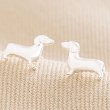 Load image into Gallery viewer, Sausage Dog Stud Earrings in Silver