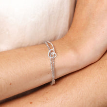 Load image into Gallery viewer, Semi Precious Scribble Heart Charm Layered Beaded Bracelet in Silver