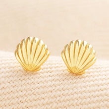 Load image into Gallery viewer, Sterling Silver Shell Stud Earrings in Gold