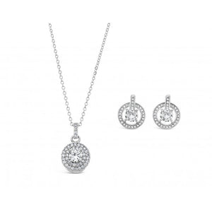 Callie Rhodium Plated Cubic Zirconia Necklace & Earring Set (S20151)