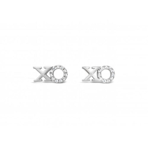 Zoe XO Rhodium plated Cubic Zirconia earrings - Zebra Blush