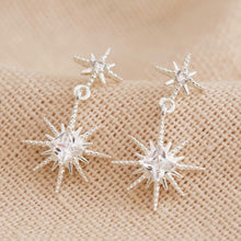 Load image into Gallery viewer, Crystal Double Star Drop Earrings