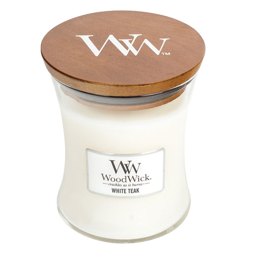 White Teak Woodwick Medium Candle - Zebra Blush