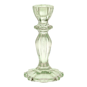 Boho Green Glass Candle Holder - Zebra Blush