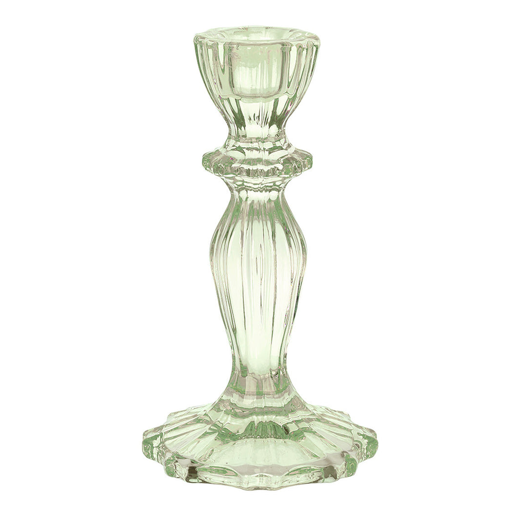 Boho Green Glass Candle Holder - Zebra Blush