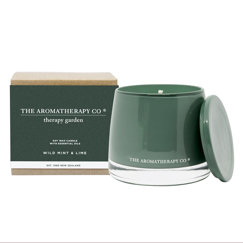 260g Therapy Garden Candle Wild Mint & Lime - Zebra Blush