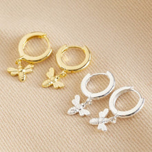 Load image into Gallery viewer, Tiny Bee Huggie Hoop Earrings in Gold