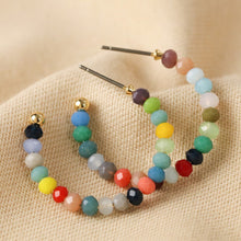 Load image into Gallery viewer, Small Colourful Beaded Hoop Earrings in Gold
