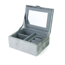 Load image into Gallery viewer, HEDGEHOGS BLUE/GREY VELVET EMBROIDERED AUTUMN HEDGEHOG SMALL JEWELLERY BOX
