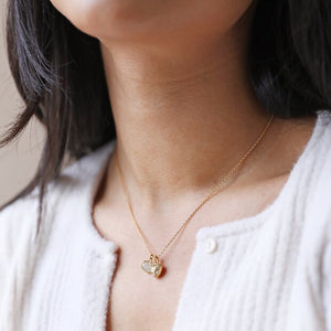 Heart and Moonstone Pendant Necklace Gold