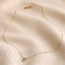 Load image into Gallery viewer, Semi-Precious Grey Labradorite Stone Teardrop Pendant Necklace in Gold
